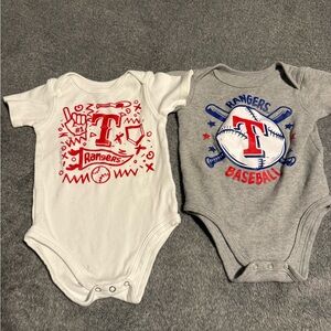 Texas Rangers baseball Baby Onesie set